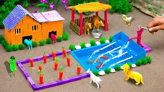 DIY Farm Diorama with mini house of animals | mini water pump supply for animals #5 | @DiyFarming