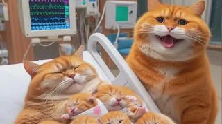 Cat sent his pregnant wife to the hospital, the ending was so touching#cat #cute