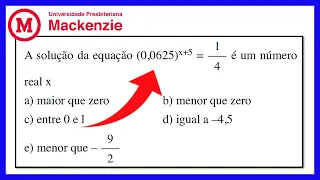 VESTIBULAR MACKENZIE 2024 - 1º DIA -  MATEMÁTICA | EQUAÇÃO EXPONENCIAL