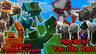 Can the Mutant Zombie Team Defend against the Hardest Vanilla Raid | Minecraft Mob Battle