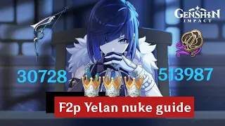 F2p C0 Yelan Nuke Guide | Yelan Showcase | Stringless R2 | Genshin Impact