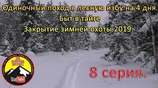 Одиночный поход в лесную избу на 4 дня . Быт в тайге.  Закрытие зимней охоты 2019. 8 серия.