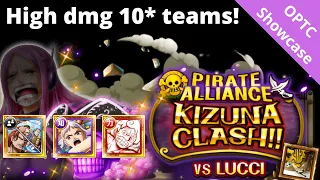 High damage teams vs 10* Kizuna Lucci! Works for Level 31+! OPTC Kizuna Clash