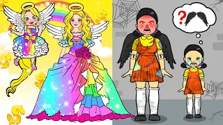 Vestir Muñecas De Papel | ANGEL vs VAMPIRE Mother And Daughter Costumes & Wing | Woa Doll En Spanish