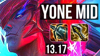 YONE vs LUX (MID) | 14/1/1, Legendary, 300+ games | KR Diamond | 13.17