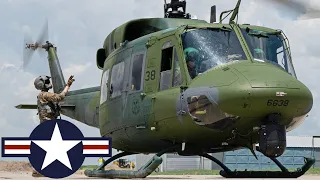 US Air Force. UH-1N Twin Huey Helicopters During Exercise.