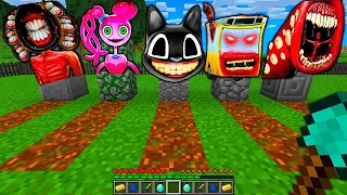 NIE WYBIERZ ZŁEGO GROBU w Minecraft! CARTOON CAT, MOMMY, TRAIN EATER, SIREN HEAD, SCARY SCHOOL BUS!