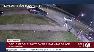 5 shot outside Detroit bar overnight after dispute over parking spot; suspect on the loose