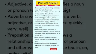 Parts Of Speech. #englishgrammar #shorts