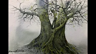 How to paint tree in watercolor