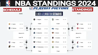 NBA playoffs picture 2024 ; NBA standings today ; NBA play in tournament ; NBA playoffs ; Lakers