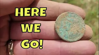 We found a couple of Old Coins! Metal Detecting a Field! 100 Degrees!