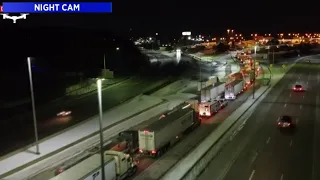 Traffic to Canada blocked at Ambassador Bridge as protest continues