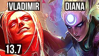 VLADIMIR vs DIANA (MID) | 8/0/4, 2.4M mastery, 600+ games, Legendary | KR Master | 13.7