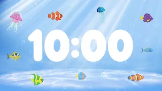 10 Minute Countdown Timer for Kids with Alarm and Fun Music | Under the Sea 🐟