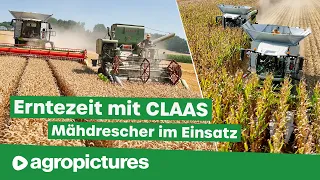 Erntezeit – Claas Mähdrescher im Einsatz von der Gerste bis zum Mais | Claas Trion und Lexion