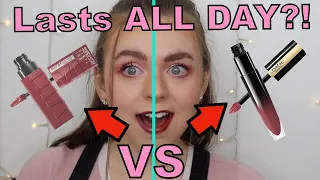 NEW Maybelline Super Stay Vinyl Ink Lipstick VS L'Oreal Brilliant Shiny Lip Stain!