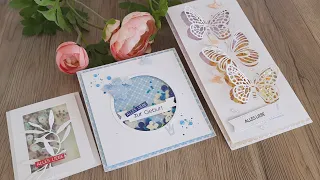 3 Möglichkeiten, Schüttelkarten basteln, shaker cards mit Stanzen von #Action, Baby Karte basteln