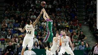 Unicaja Málaga 103-102 Real Madrid. Triple de Jaime Fernández y celebración del Martín Carpena