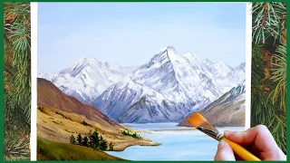 Mountain Landscape / Easy acrylic painting for beginners / Painting Tutorial