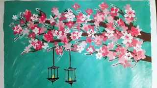 Cherry blossom with hanging lamps painting