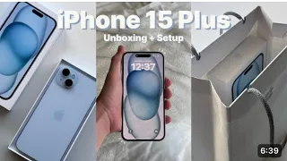 iPhone 15 Plus Blue Unboxing + Setup |😳😌😉