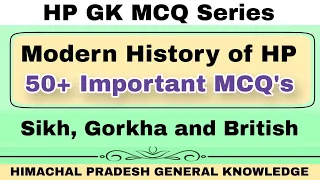 Modern History of HP MCQ | 50+ Important Questions | Himachal History | hpexamaffairs