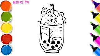 Unicorn Bubble Milk Tea 🧋Drawing, Painting, Coloring for Kids and Toddlers