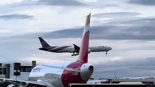 Non stop landing and takeoff at Frankfurt Airport