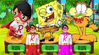 Tag with Ryan Combo Panda vs Spongebob: Sponge on the Run vs Garfield Rush - All Characters Unlocked