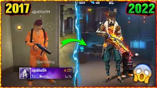 FREE FIRE PLAYERS 2017 VS 2022⚡⚡ - AJJUBHAI Old Vs New | Garena Free fire [PART 89]