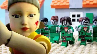 LEGO Squid Game In Zombie Stop Motion: Red Light Green Light 레고 오징어 게임 좀비 스톱모션 무궁화 꽃이 피었습니다