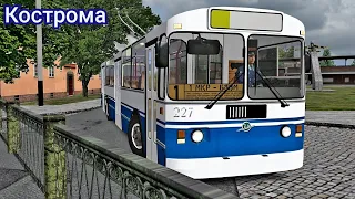 Omsi 2 Троллейбус ЗиУ 682, маршрут № 2 карта г. Кострома