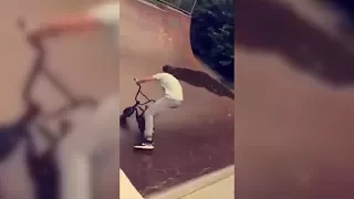 Guy Rides A Small Bike Down A Half Pipe And Fails