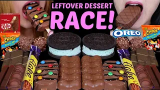 ASMR LEFTOVER DESSERT RACE! MINT OREO ICE CREAM SANDWICH, M&MS ICE CREAM, CADBURY FLAKE, KITKAT 먹방