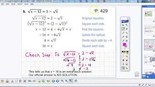 Solving Radical Equations with an Extraneous Solution