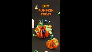 Halloween Pumpkin Treat l Paper Pumpkin paper craft l treat box l candy wrappers l 1 min video l DIY
