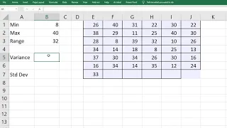 Range, Variance, Standard Deviation in Excel