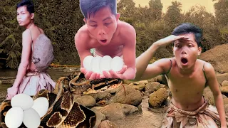 PRIMITIVE TECHNOLOGY - Eating Delicious (🐍GIANT SNAKE EGG) in Jungle #4