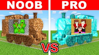 MAIZEN FAMILY: NOOB vs PRO: TRAIN HOUSE Build Challenge in Minecraft