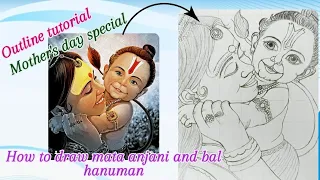 Bal hanuman mata anjani drawing | Bal hanuman ji drawing | #Bal hanuman ji drawing mother's day