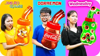 Thử Thách Nấu Ăn Cùng Búp Bê SquidGame - Doraemon Và Wednesday ♥ Min Min TV Minh Khoa