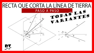 👌 Recta que corta a la linea de tierra diedrico 💪 Aprender diédrico paso a paso | sistema rectas