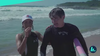 Hughesy's Surf Lesson with Sally Fitzgibbons Is A Massive Wipeout | Hughesy, Ed and Erin