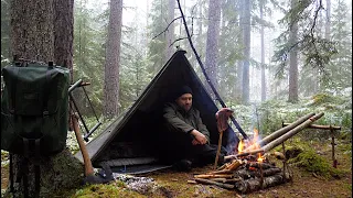 Winter Bushcraft Trip - Canvas Poncho Shelter - Off Trail Hike