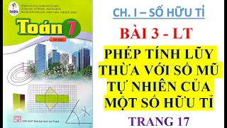 TOÁN LỚP 7 Cánh Diều  CHƯƠNG I   Bài 3  PHÉP TÍNH LŨY THỪA VỚI SỐ MŨ TỰ NHIÊN CỦA MỘT SỐ HỮU TỈ   LT