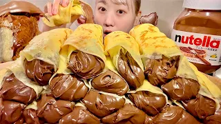 ASMR 누텔라 초콜릿 크레이프롤【한국어 자막】【Mukbang/ Eating Sounds】