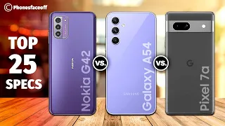 Samsung Galaxy A54 vs Google Pixel 7a vs Nokia G42 | TOP 25 Specs