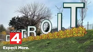 Detroit Gateway sign along I-94 to welcome visitors to city