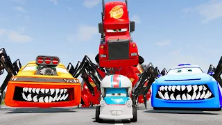 Compilation: Escape From The Lightning McQueen & Mack & Mater Spider VS Pixar Car Beamng Drive #18